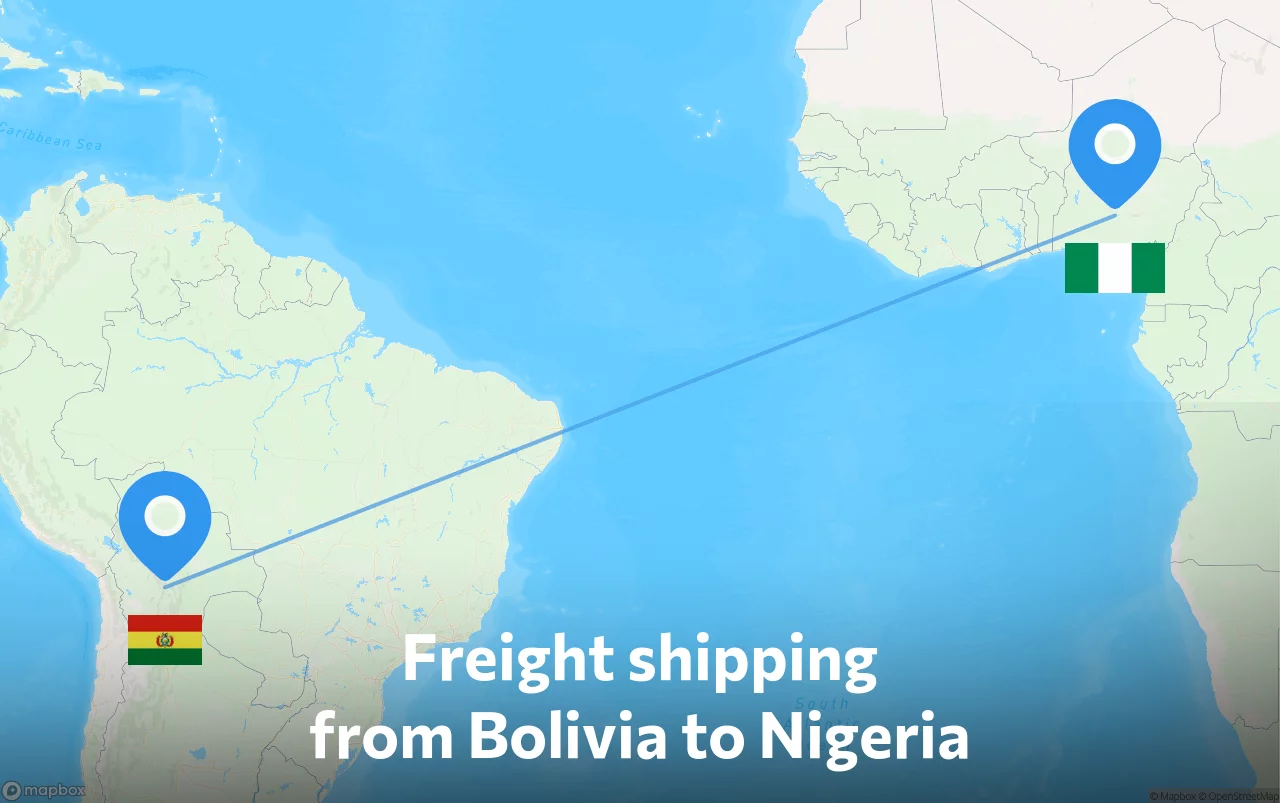 Shipping route from Bolivia to Nigeria