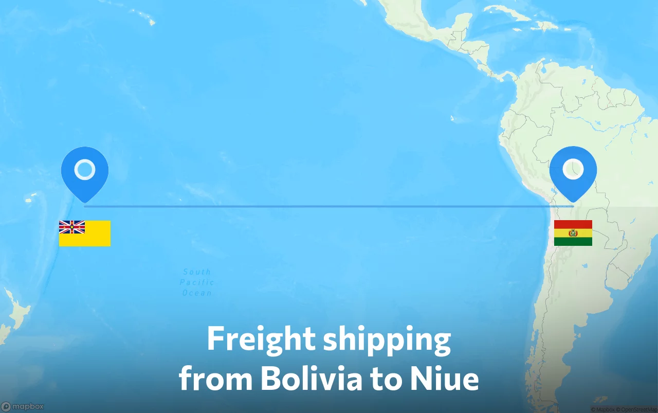 Shipping route from Bolivia to Niue