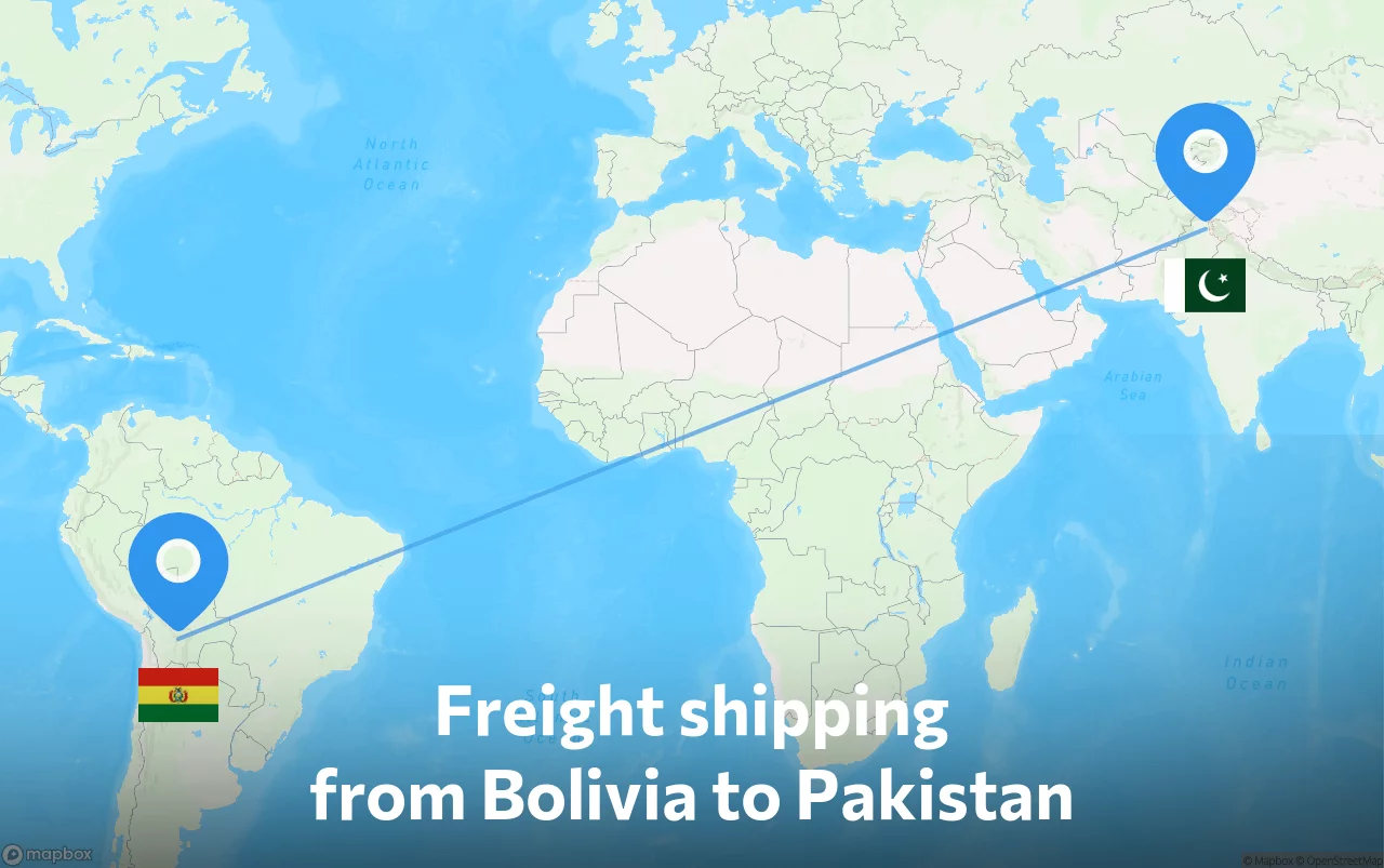Shipping route from Bolivia to Pakistan