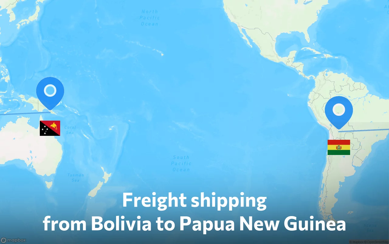 Shipping route from Bolivia to Papua New Guinea