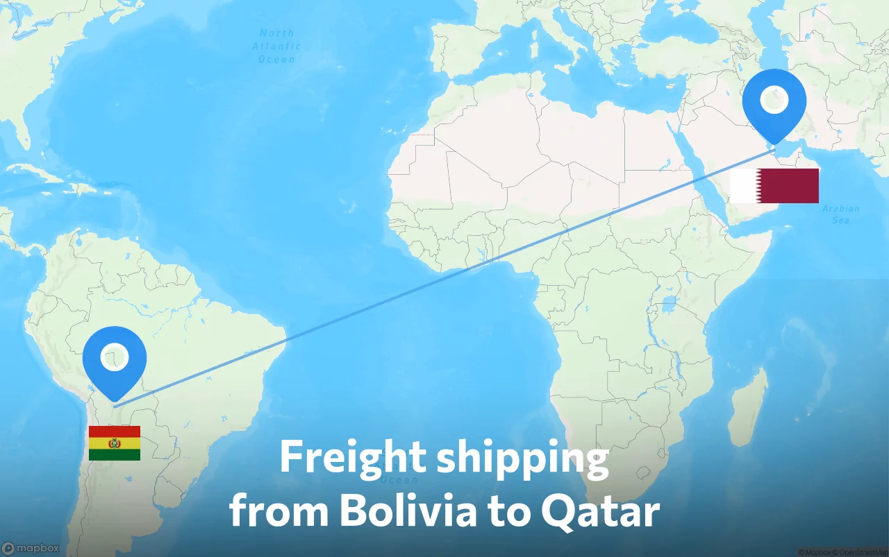 Shipping route from Bolivia to Qatar