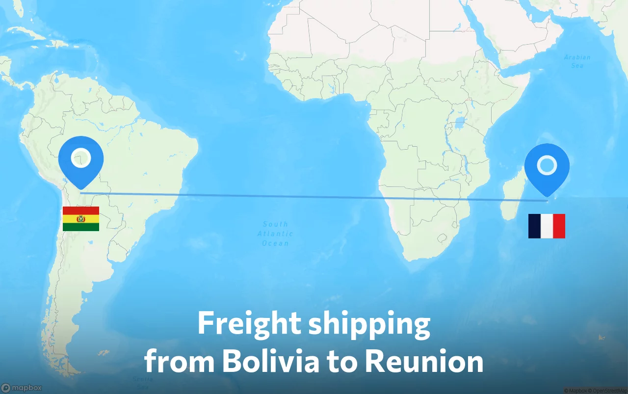 Shipping route from Bolivia to Reunion