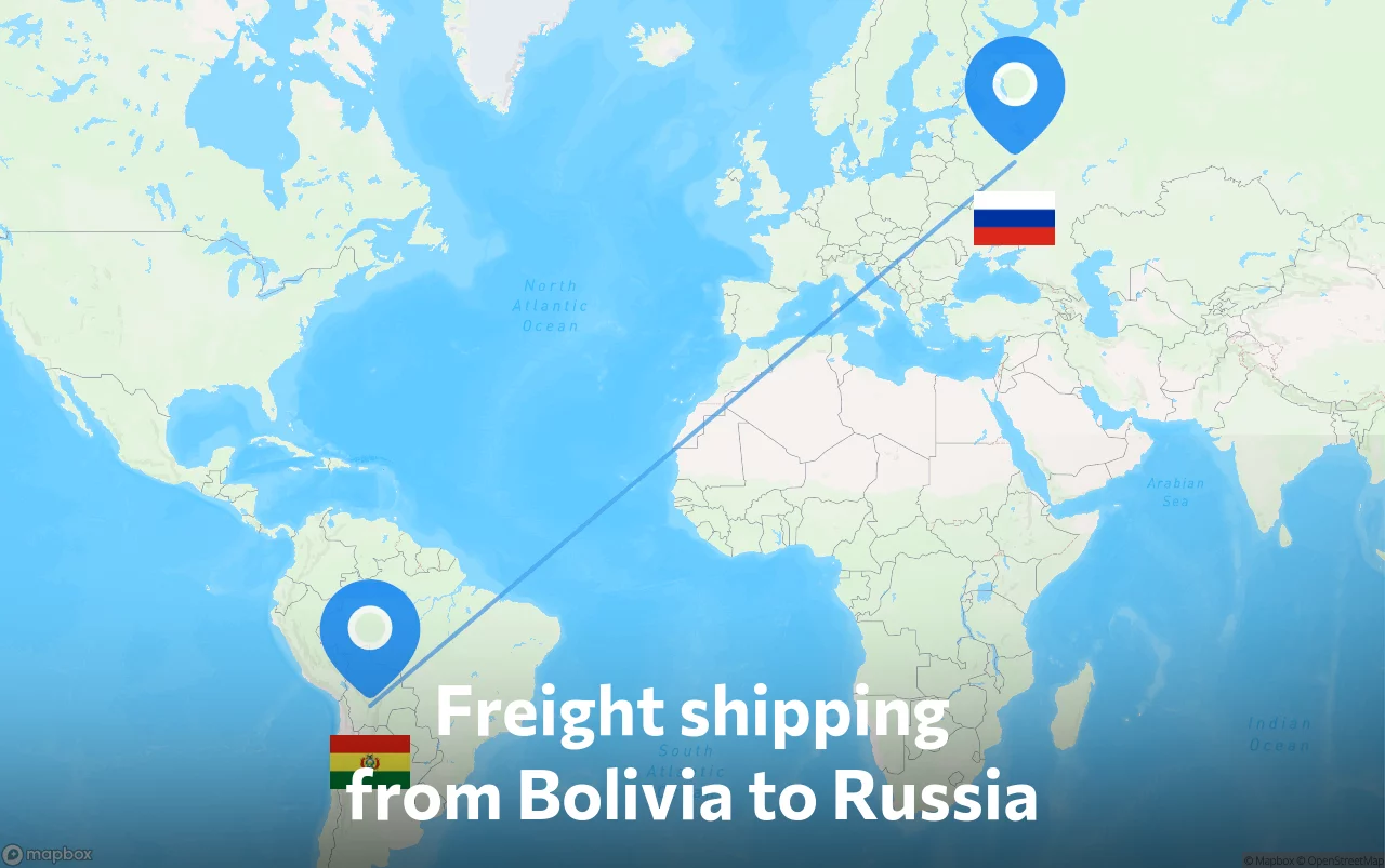 Shipping route from Bolivia to Russia
