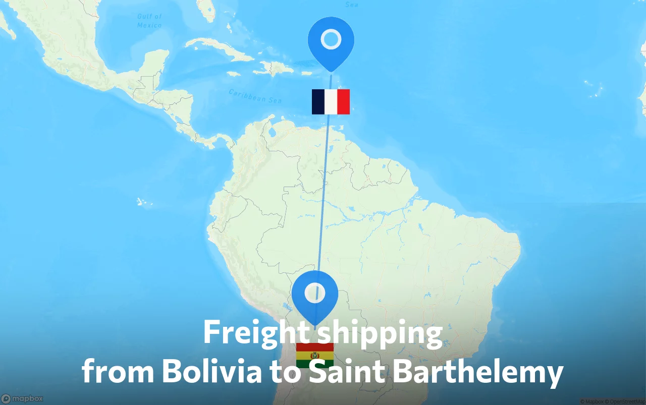 Shipping route from Bolivia to Saint Barthelemy