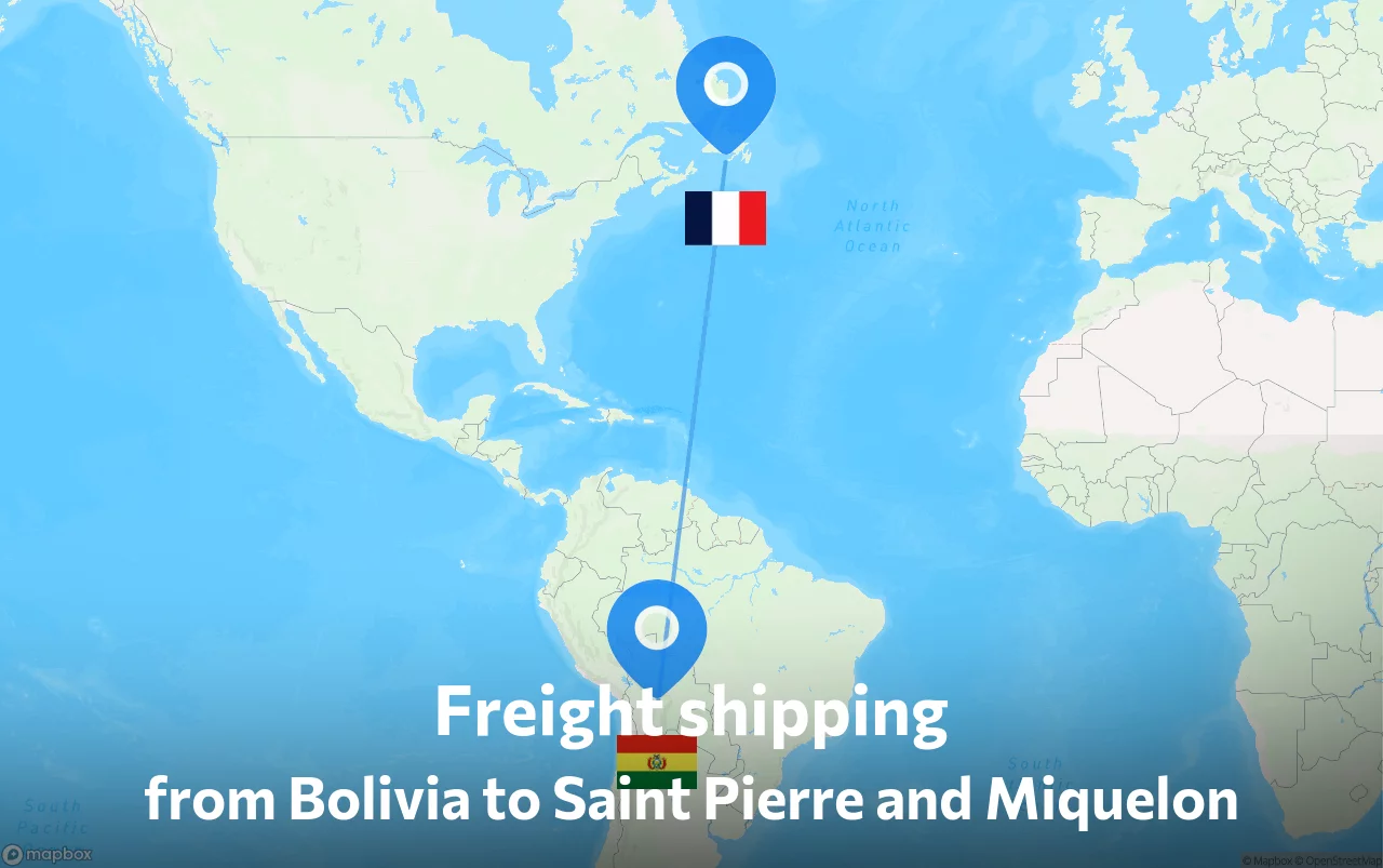 Shipping route from Bolivia to Saint Pierre and Miquelon