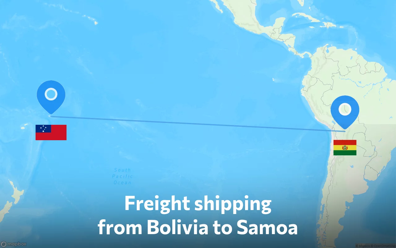 Shipping route from Bolivia to Samoa