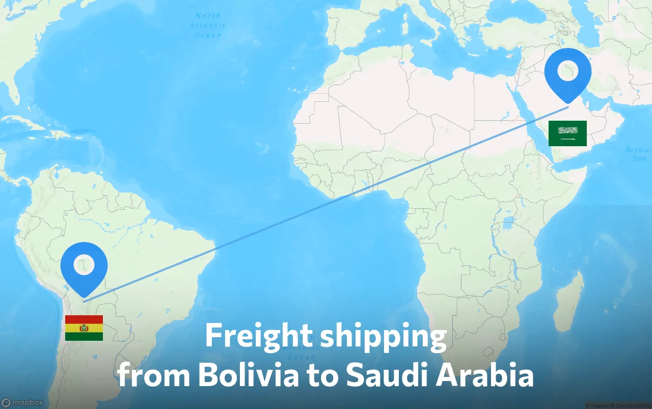 Shipping route from Bolivia to Saudi Arabia