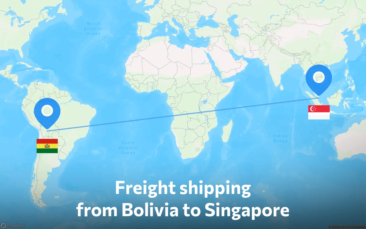 Shipping route from Bolivia to Singapore