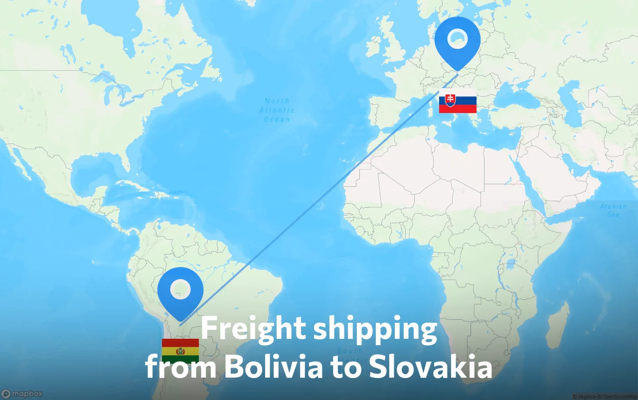 Shipping route from Bolivia to Slovakia