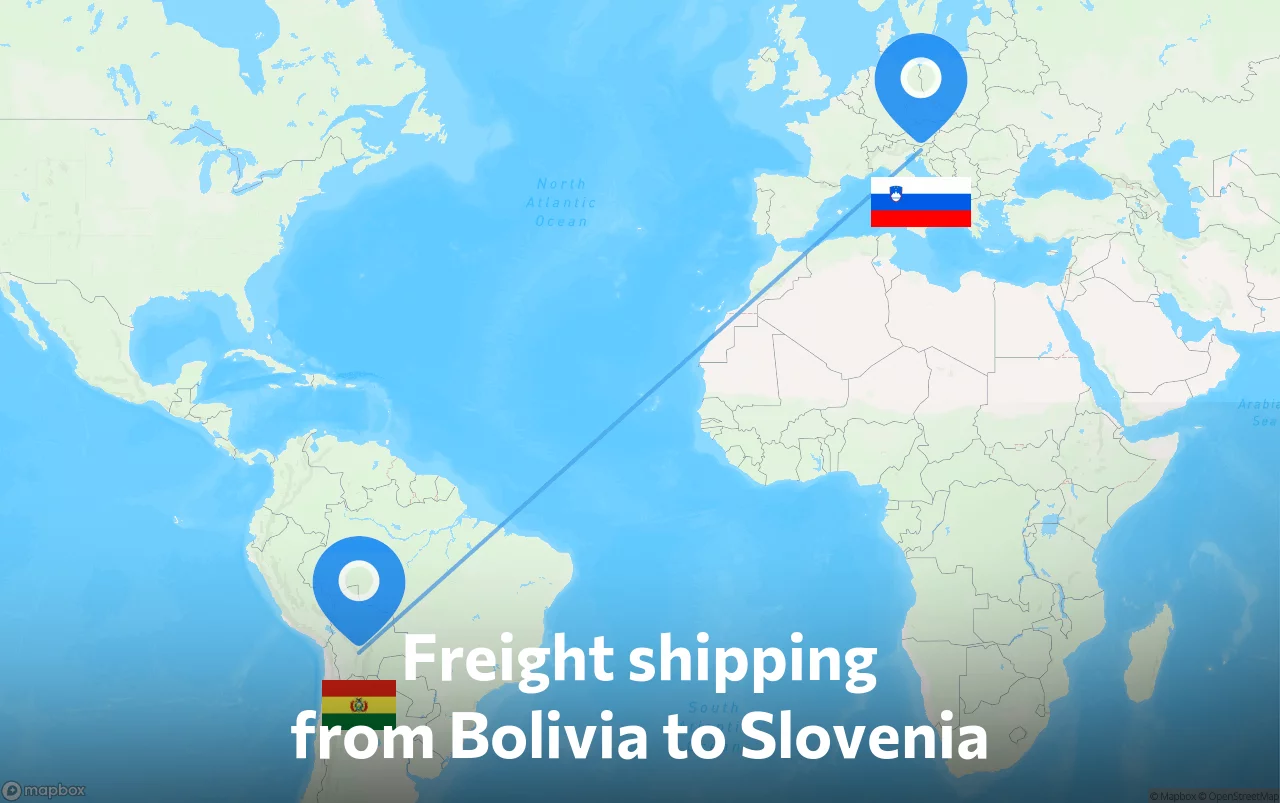 Shipping route from Bolivia to Slovenia