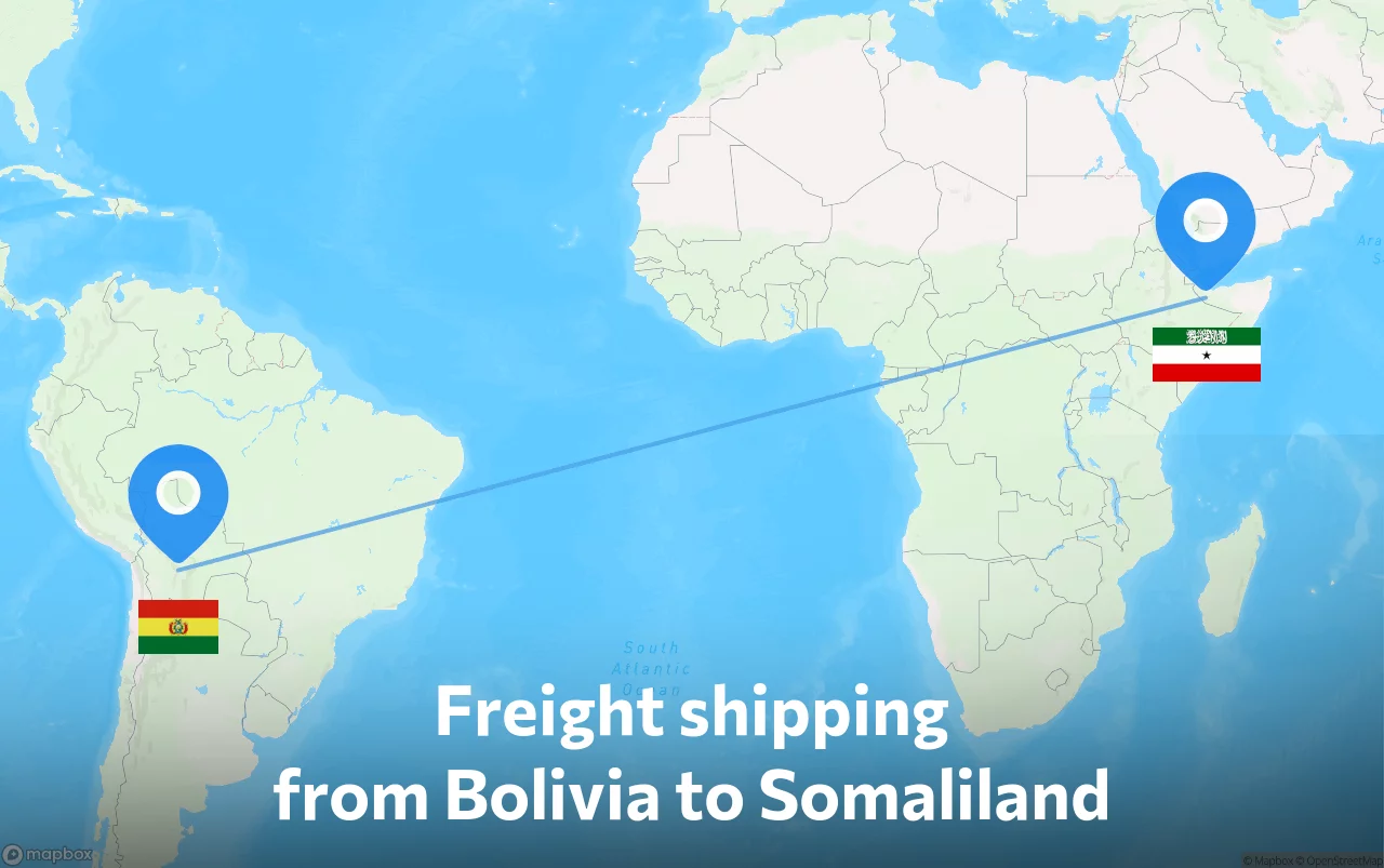 Shipping route from Bolivia to Somaliland