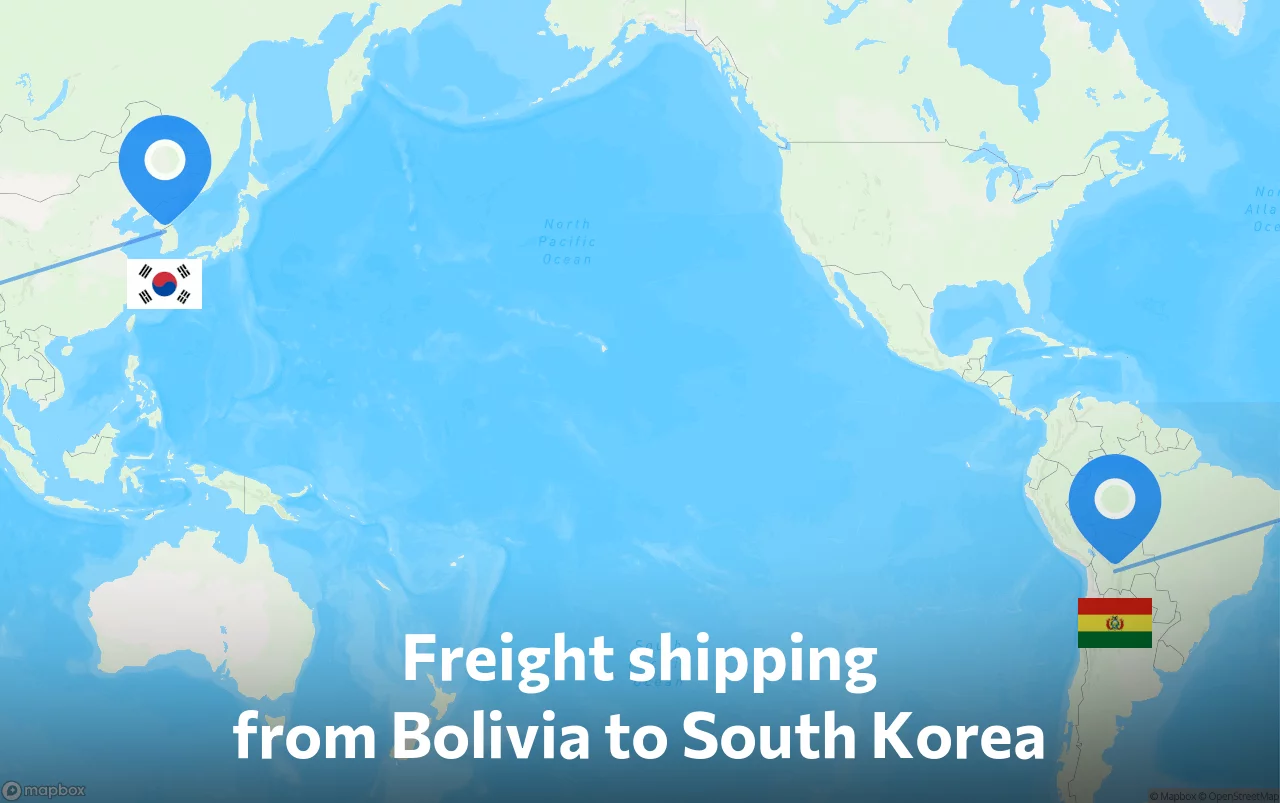 Shipping route from Bolivia to South Korea