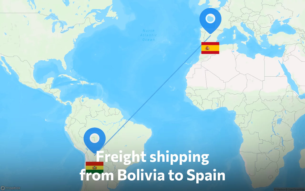 Shipping route from Bolivia to Spain