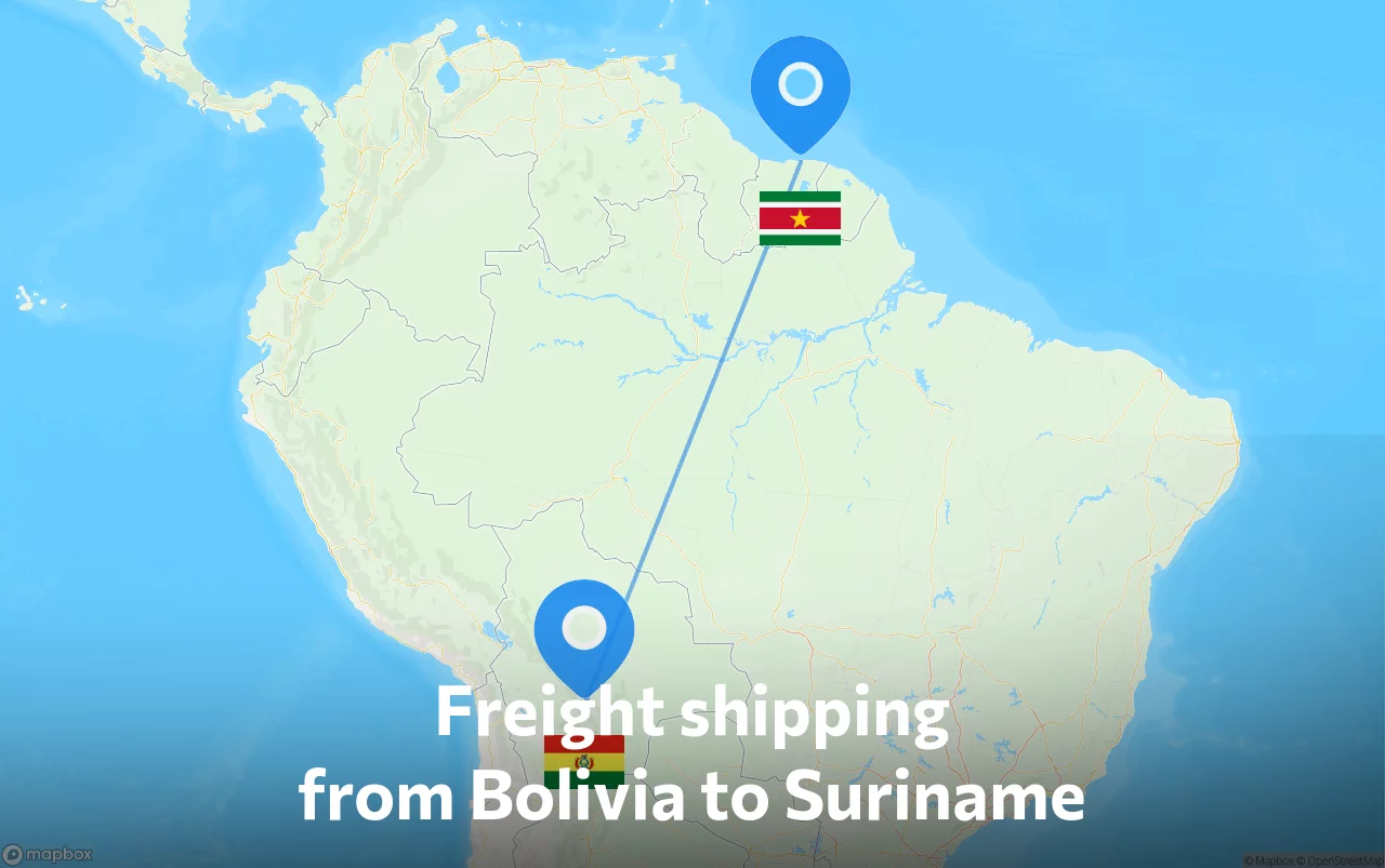 Shipping route from Bolivia to Suriname