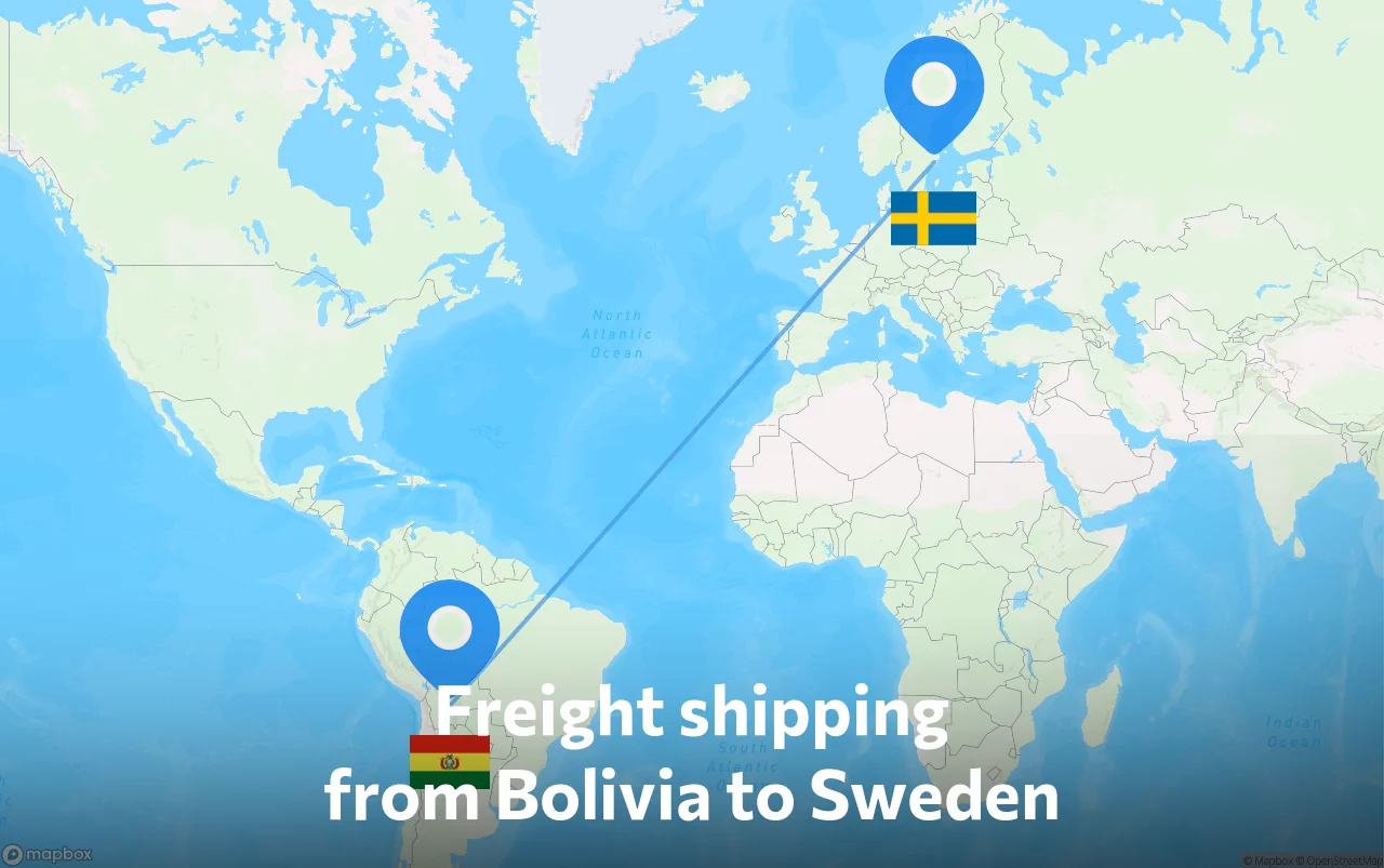 Shipping route from Bolivia to Sweden