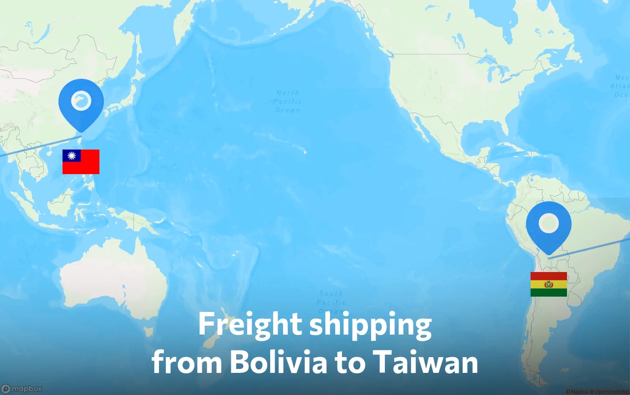 Shipping route from Bolivia to Taiwan