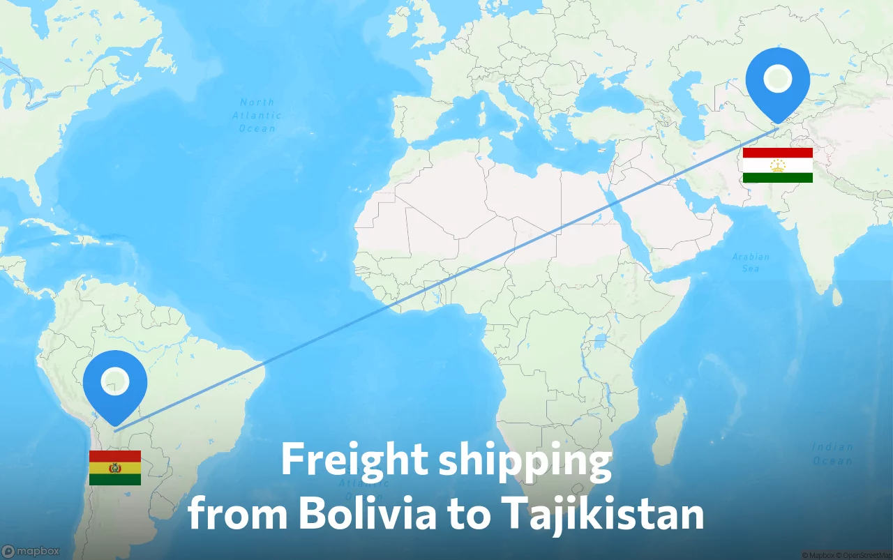Shipping route from Bolivia to Tajikistan