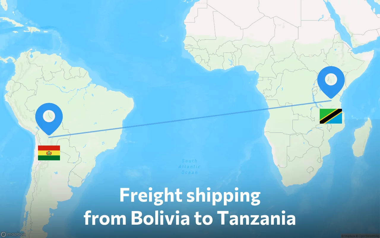 Shipping route from Bolivia to Tanzania