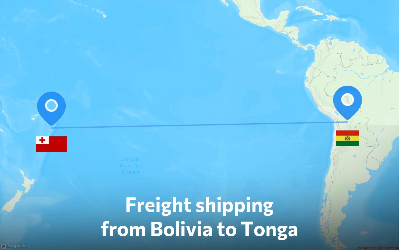 Shipping route from Bolivia to Tonga