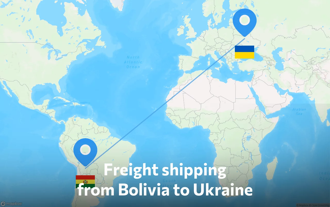 Shipping route from Bolivia to Ukraine