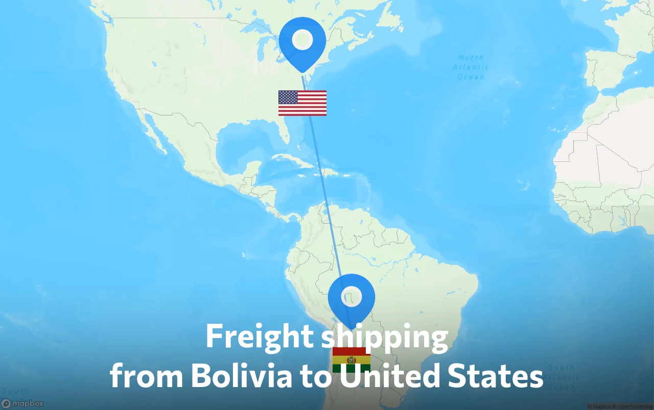 Shipping route from Bolivia to United States