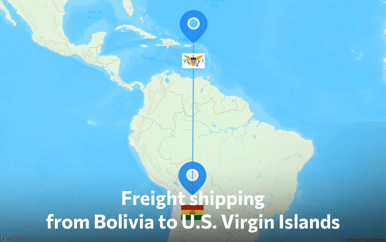 Shipping route from Bolivia to U.S. Virgin Islands