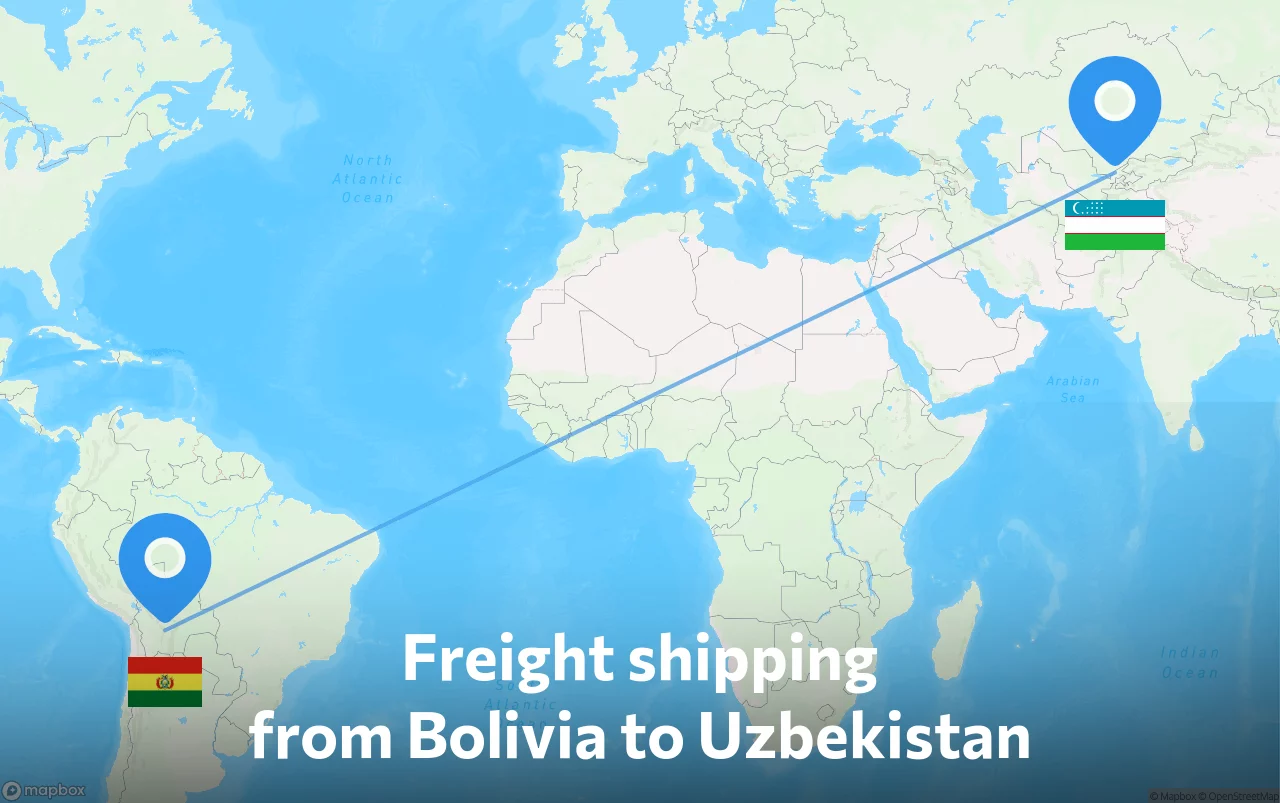 Shipping route from Bolivia to Uzbekistan