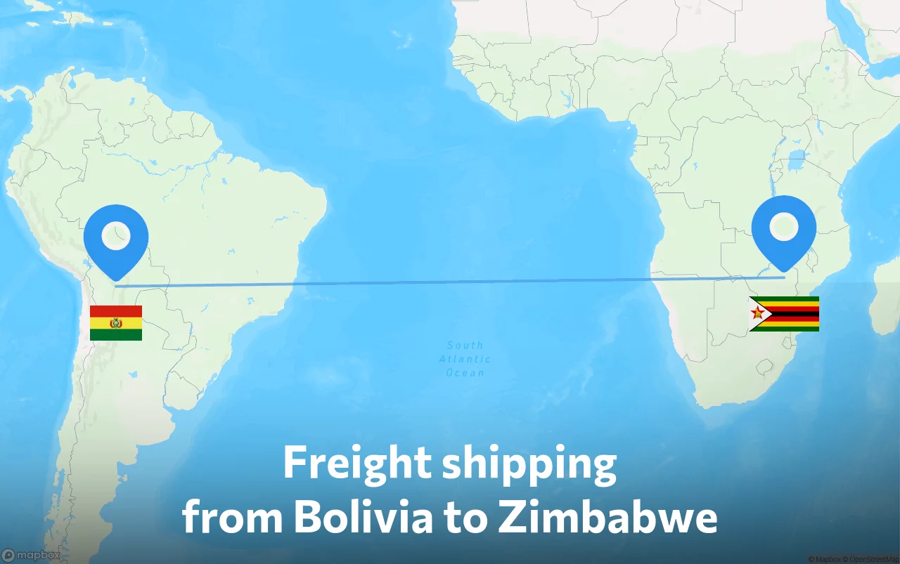Shipping route from Bolivia to Zimbabwe