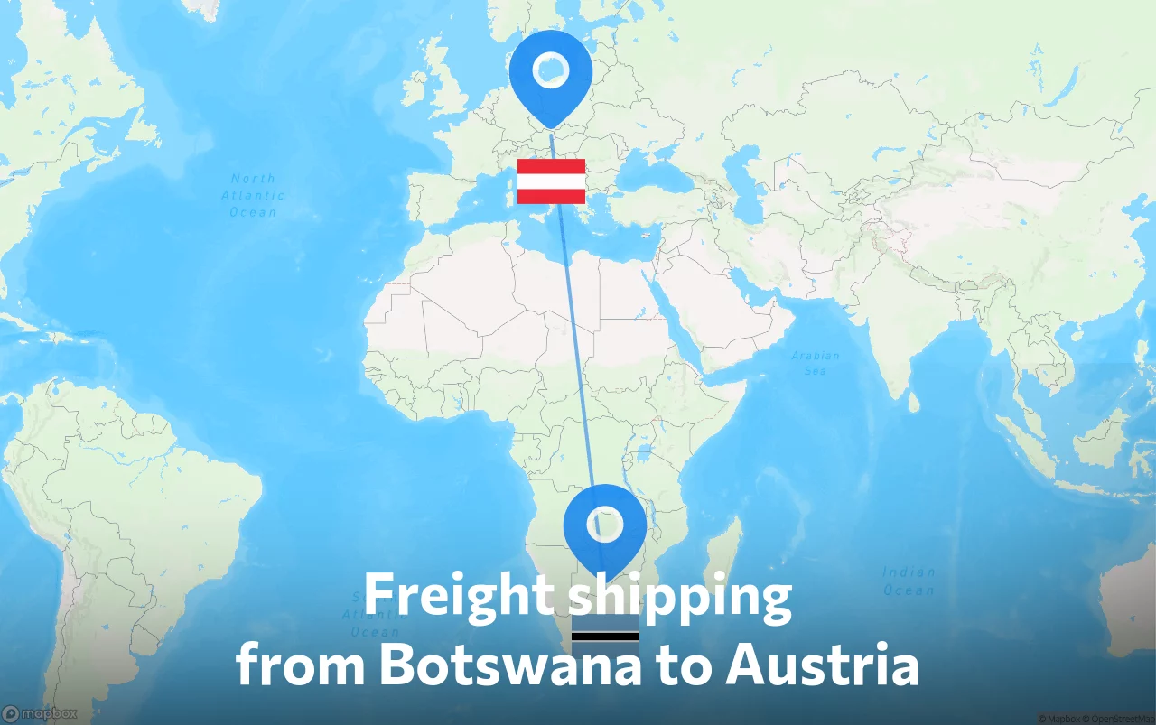 Shipping route from Botswana to Austria