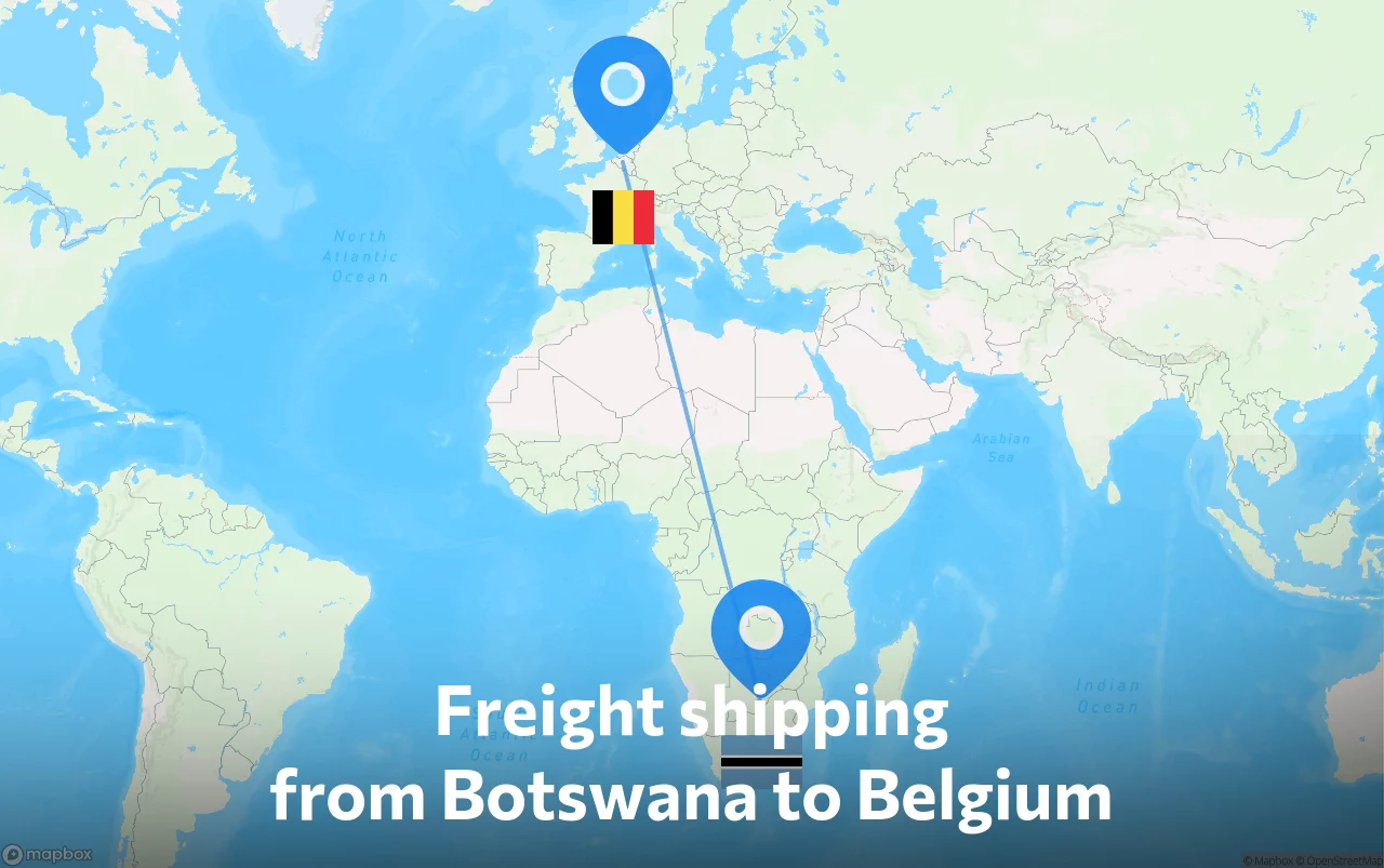 Shipping route from Botswana to Belgium