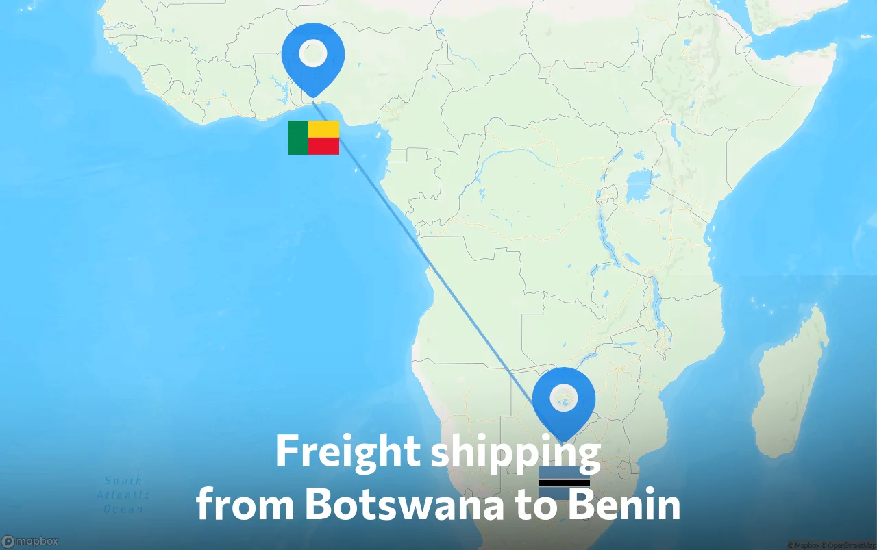 Shipping route from Botswana to Benin