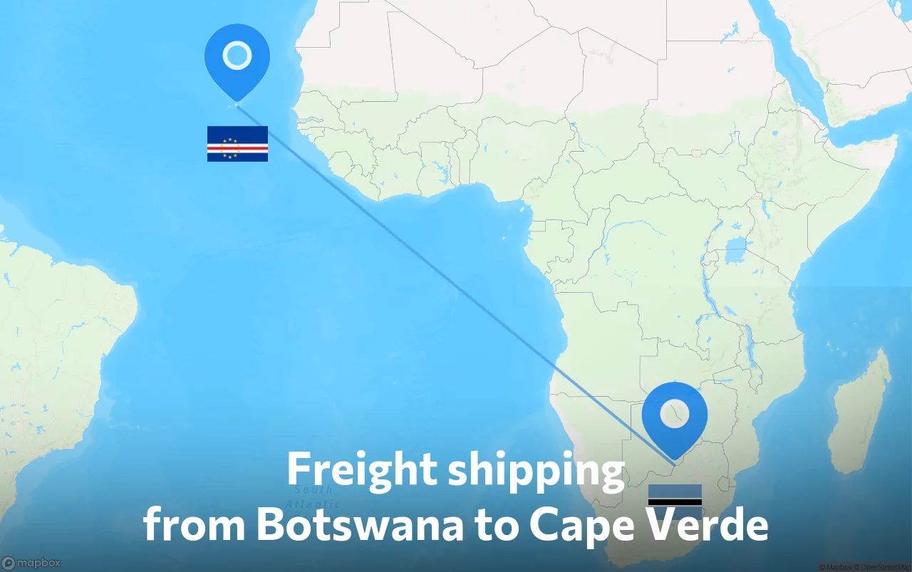 Shipping route from Botswana to Cape Verde
