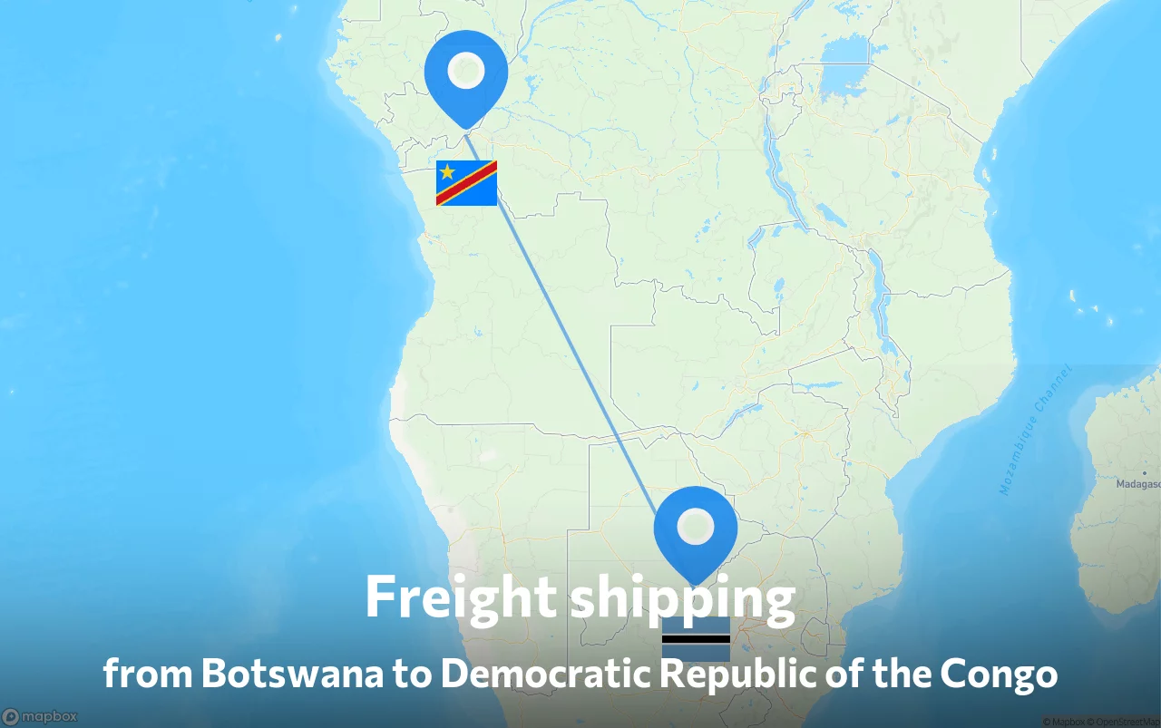 Shipping route from Botswana to Democratic Republic of the Congo
