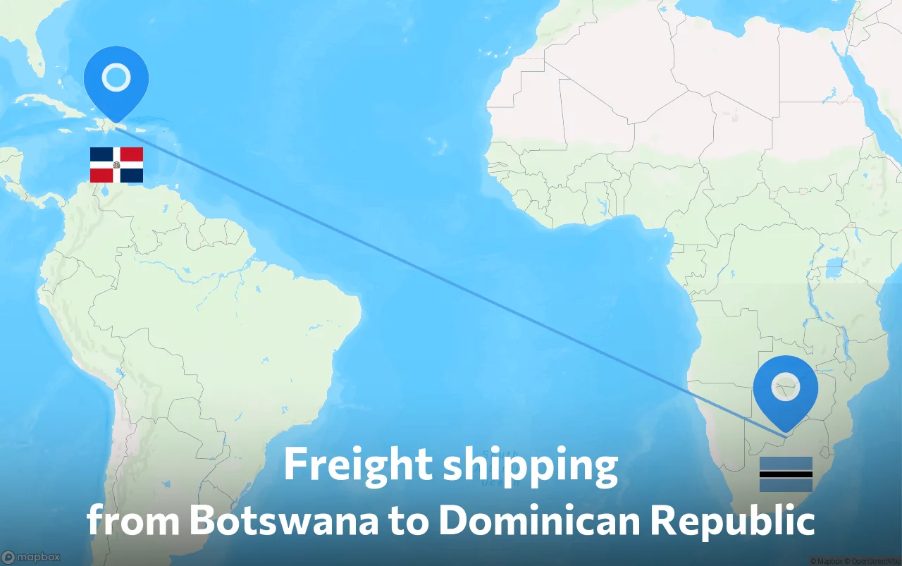 Shipping route from Botswana to Dominican Republic