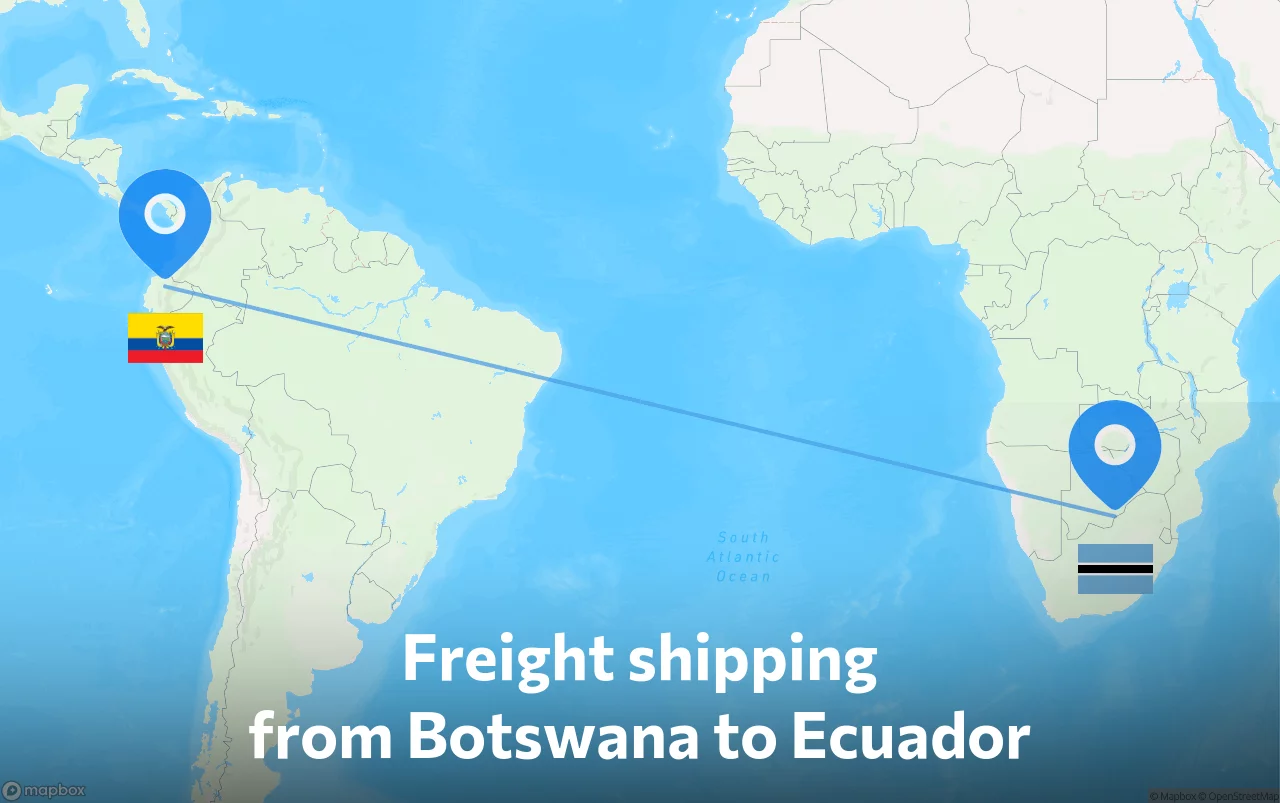 Shipping route from Botswana to Ecuador