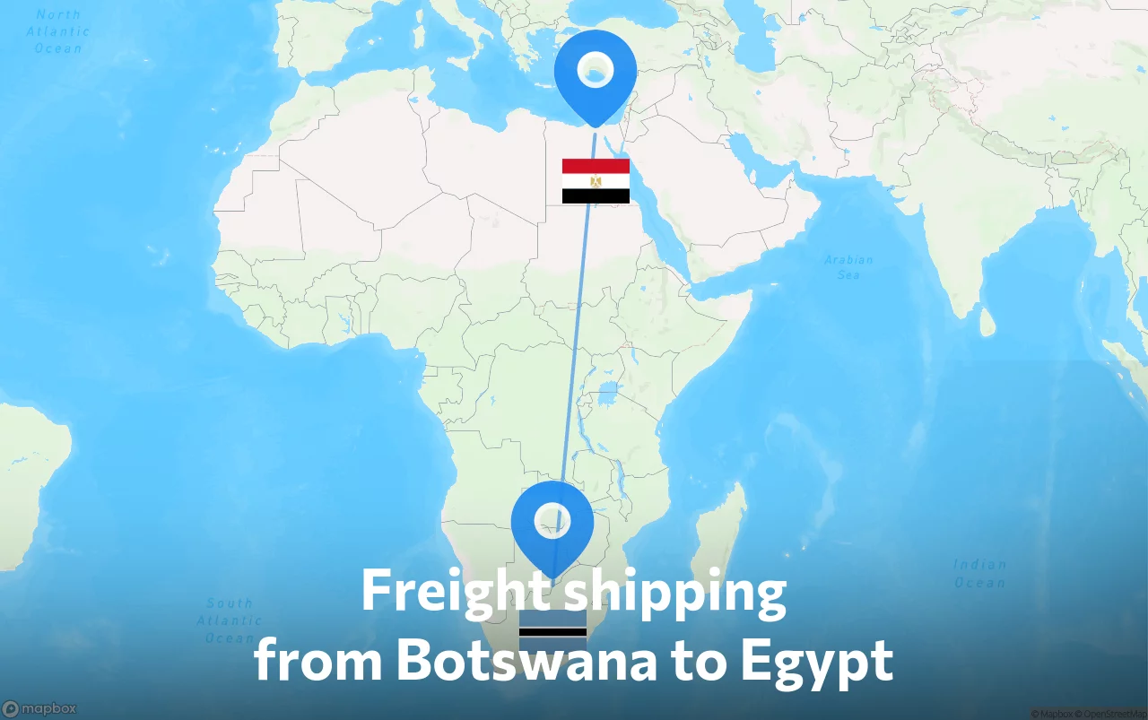 Shipping route from Botswana to Egypt