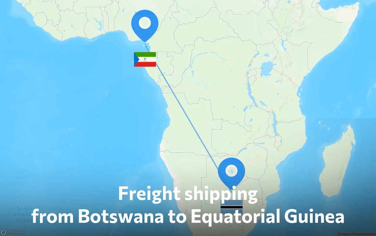 Shipping route from Botswana to Equatorial Guinea