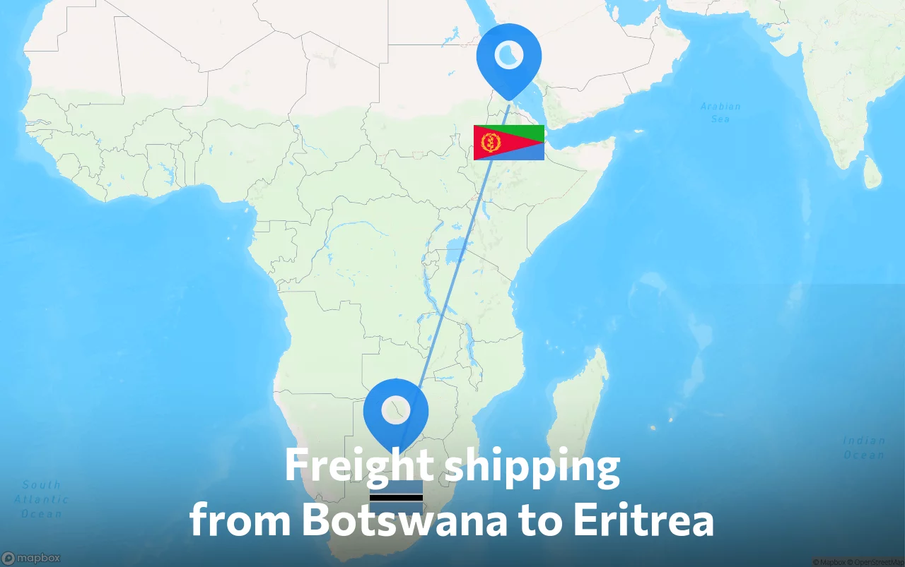 Shipping route from Botswana to Eritrea
