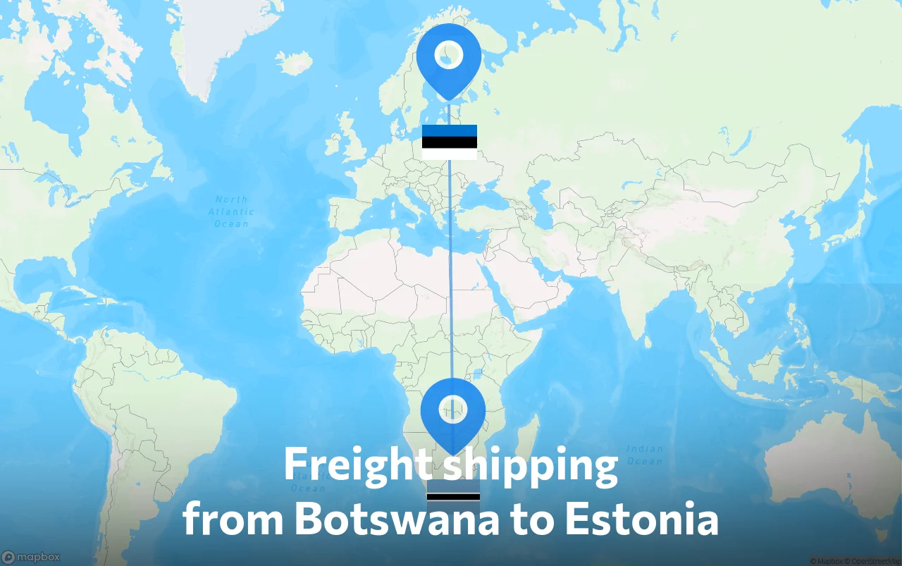 Shipping route from Botswana to Estonia