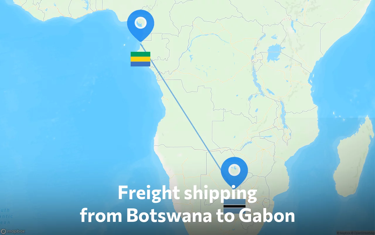 Shipping route from Botswana to Gabon
