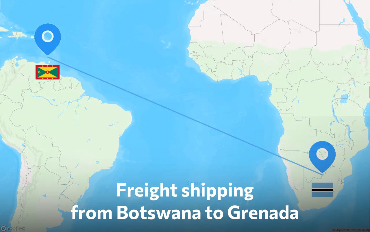 Shipping route from Botswana to Grenada