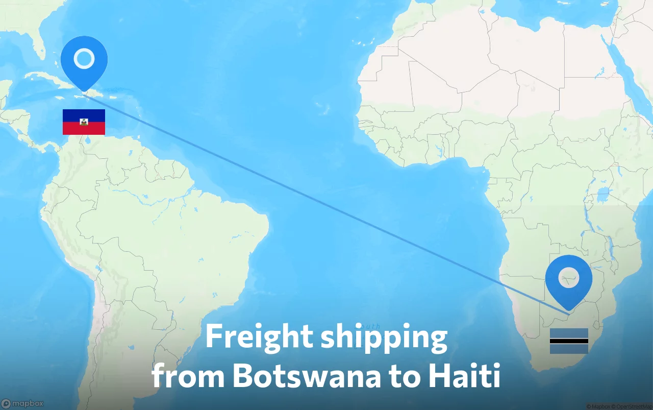 Shipping route from Botswana to Haiti