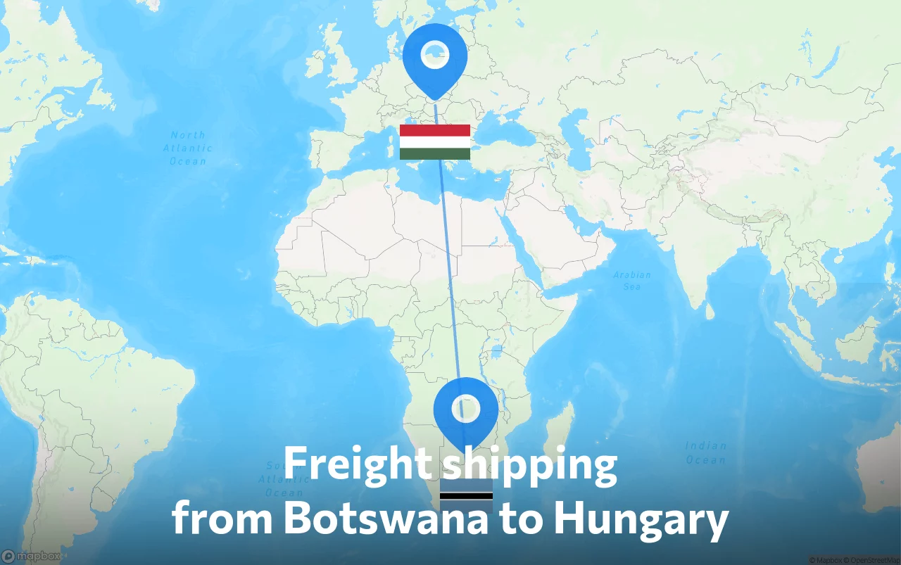Shipping route from Botswana to Hungary