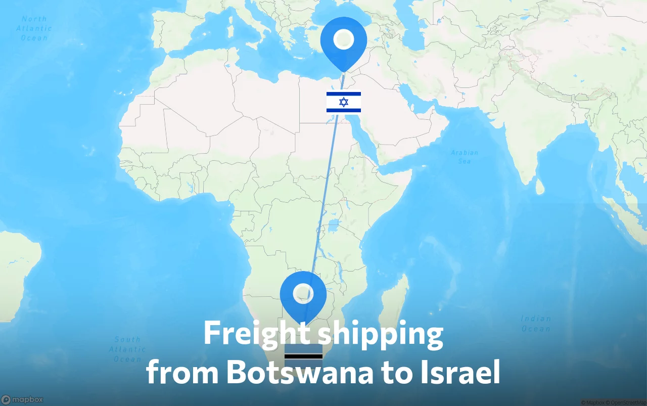 Shipping route from Botswana to Israel