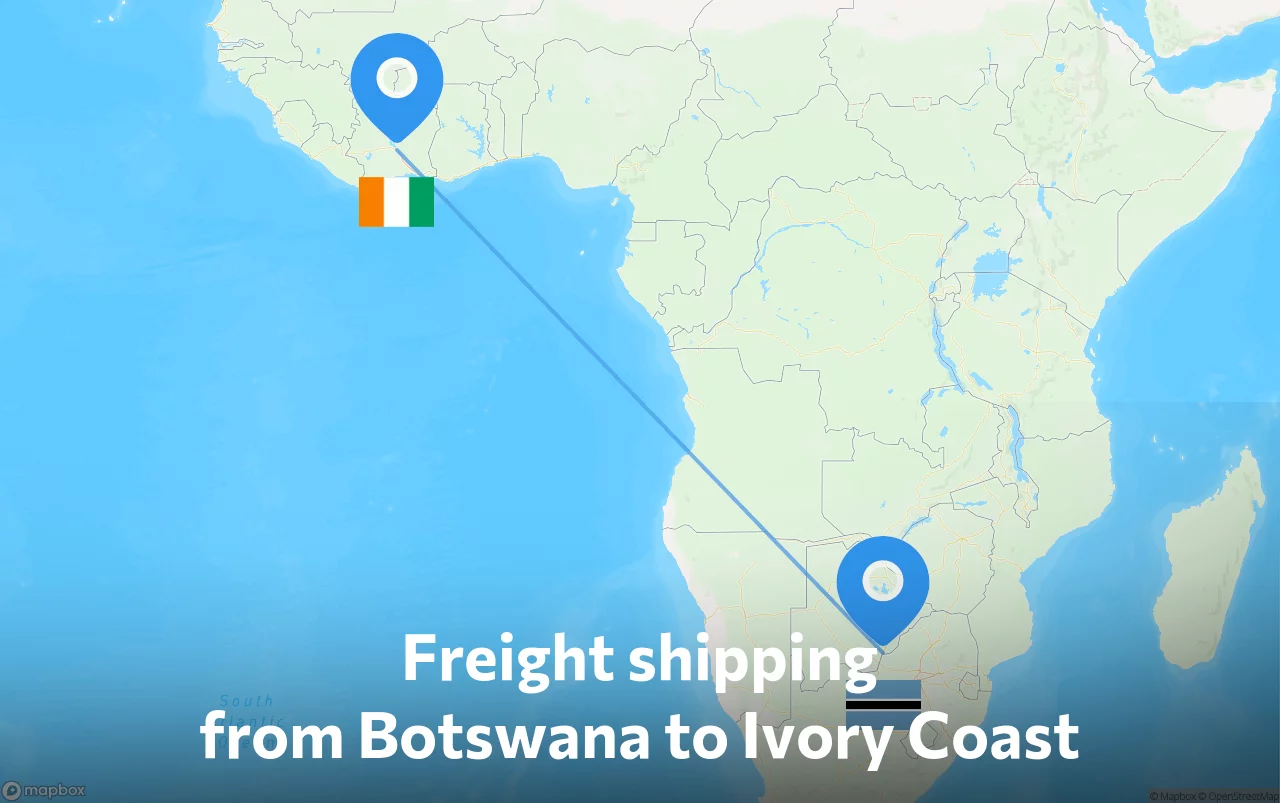 Shipping route from Botswana to Ivory Coast