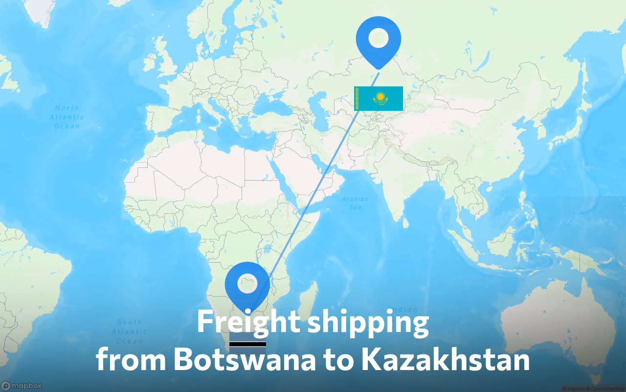 Shipping route from Botswana to Kazakhstan