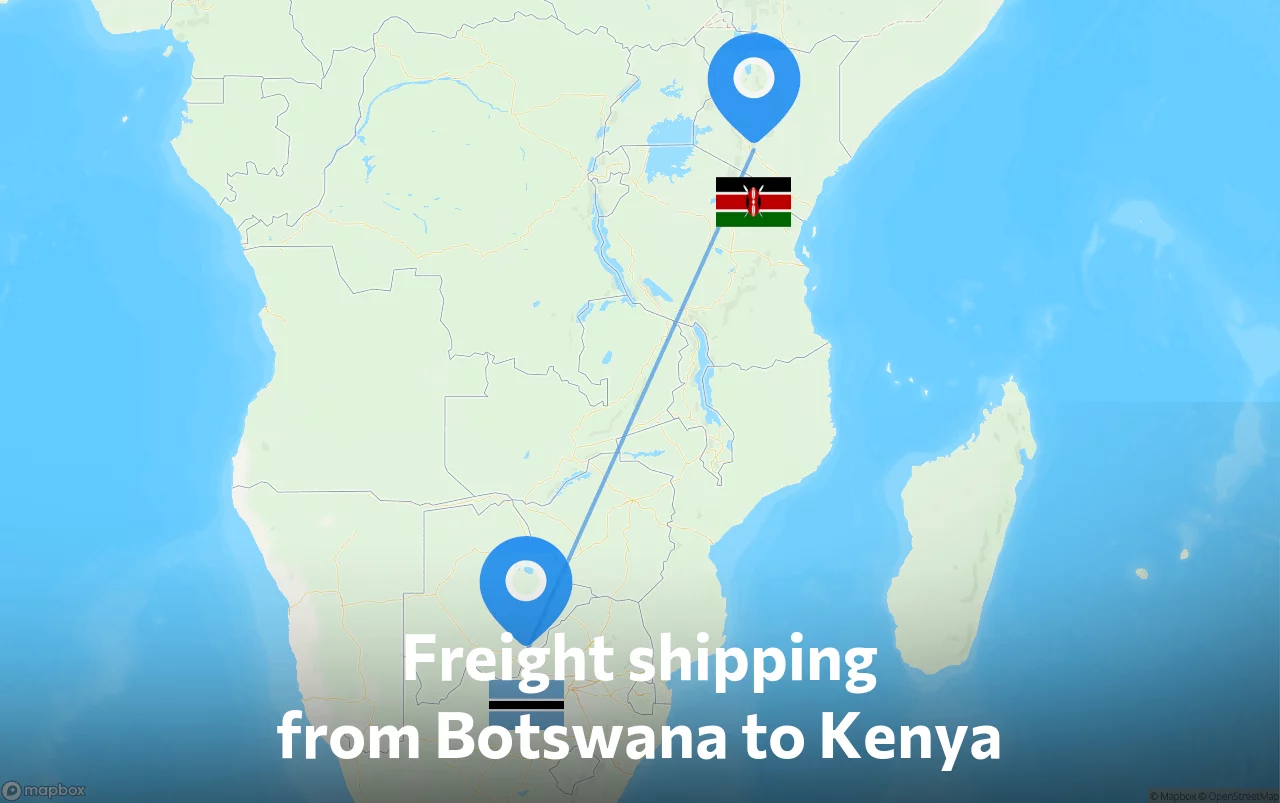 Shipping route from Botswana to Kenya