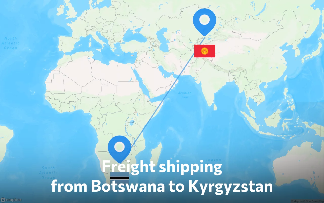 Shipping route from Botswana to Kyrgyzstan