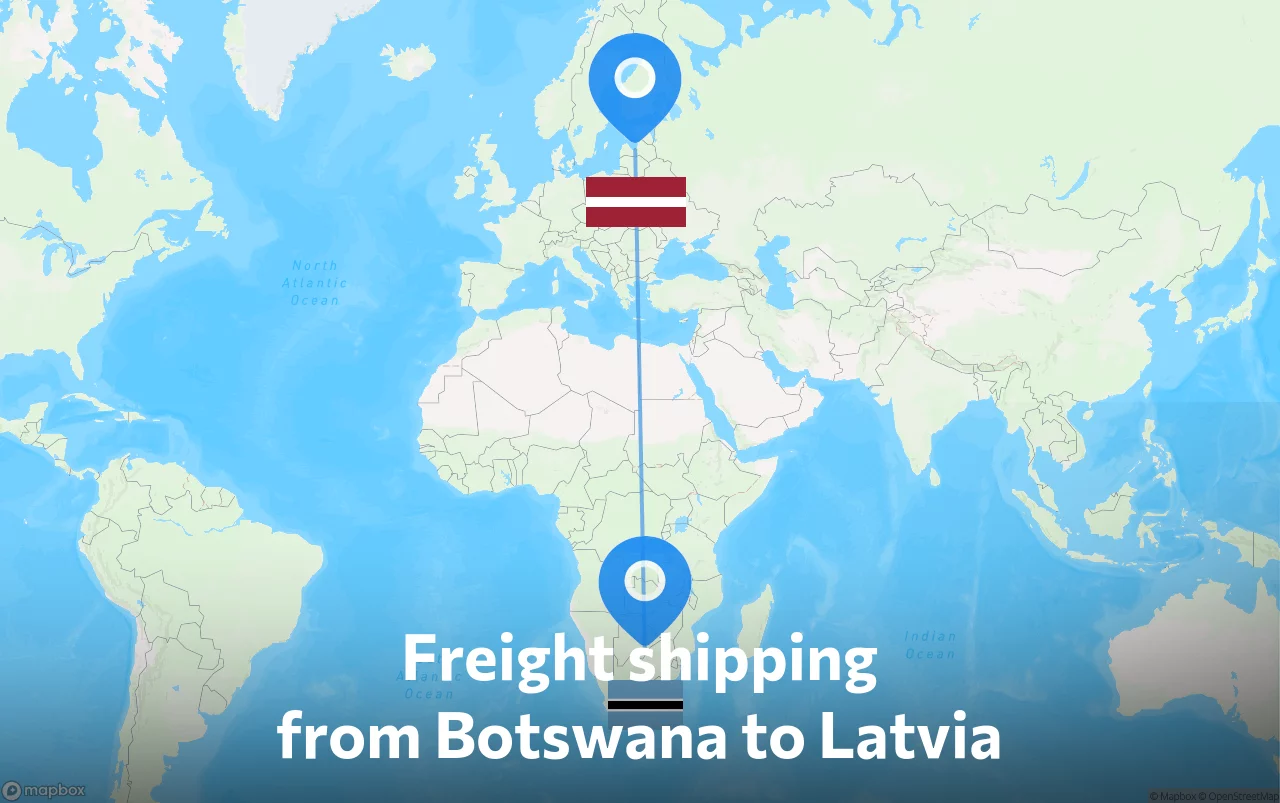 Shipping route from Botswana to Latvia