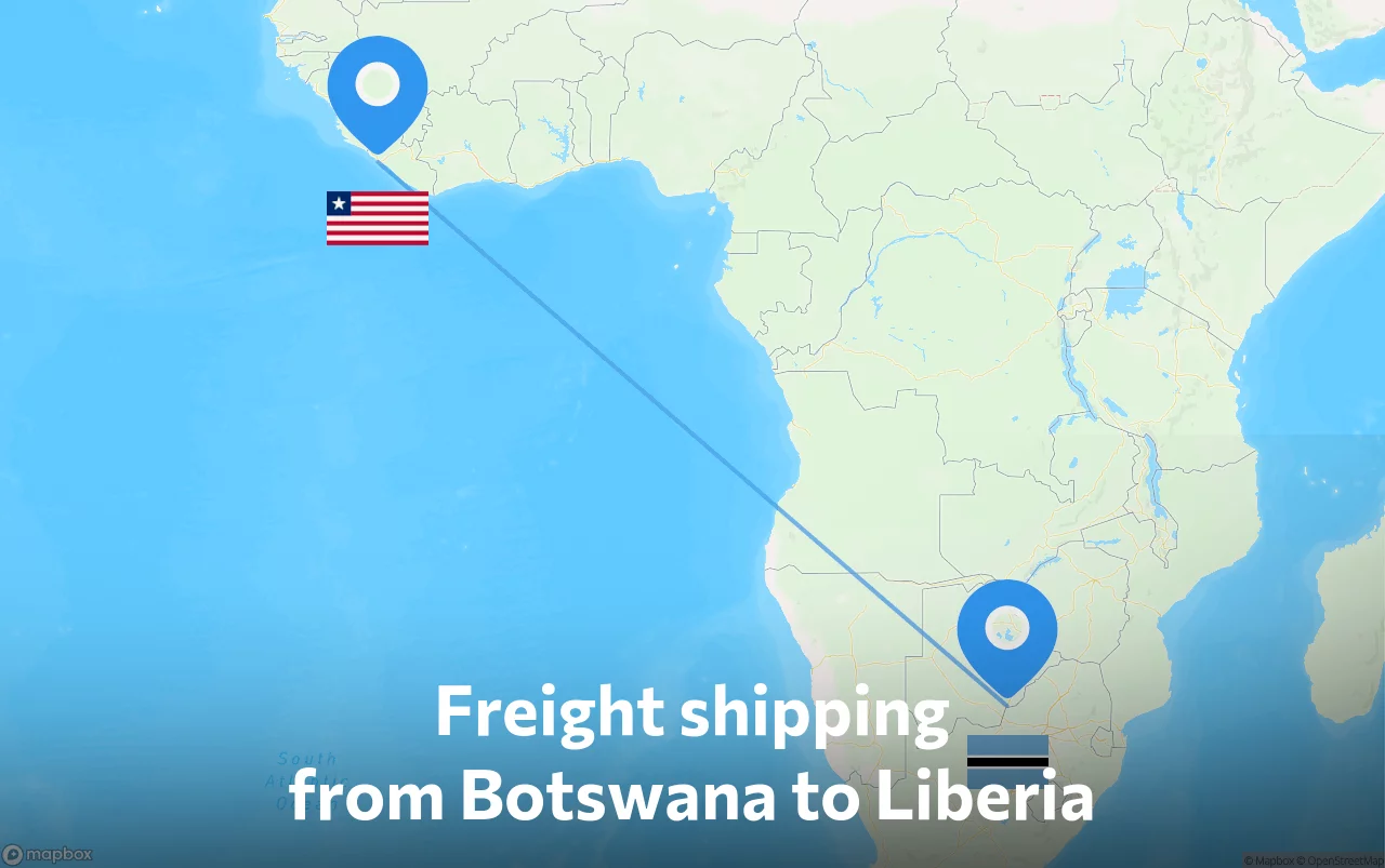 Shipping route from Botswana to Liberia